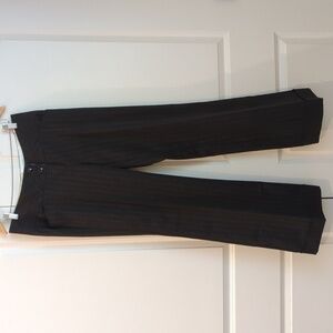 Charlotte Russe Black Pinstripe Two Button Wide Waist Cuffed Trousers Size 13